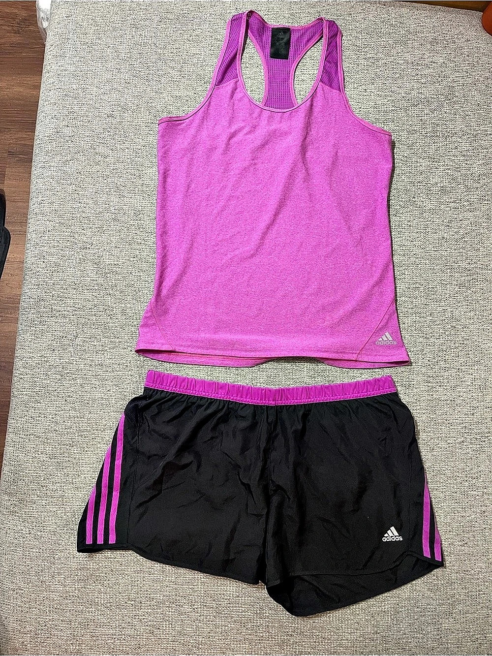 adidas Athletic Tank & Shorts Set Fuchsia Pink and   Black